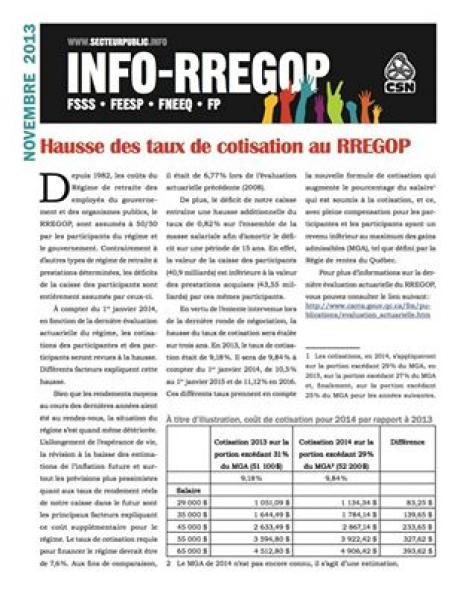 Rregop FSSS-CSN | Bulletin Info-RREGOP • FSSS-CSN