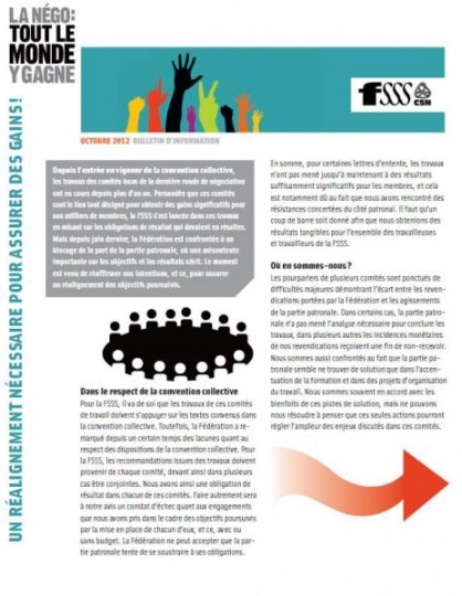 Bulletin Info-Négo d’octobre 2012