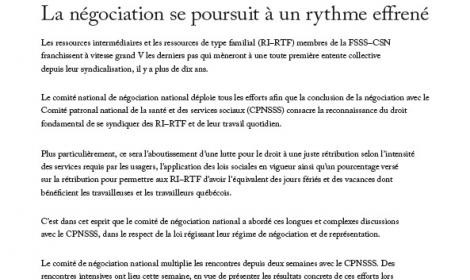 Bulletin Info-négo no 13 des RI-RTF