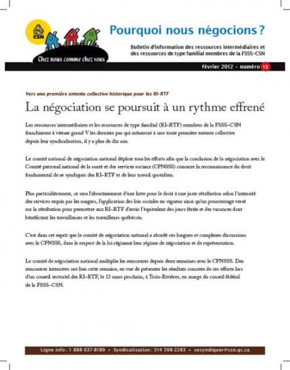 Bulletin d’information des RI-RTF, 7 mars 2011