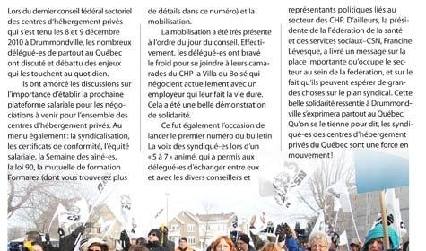Journal La voix des syndiqué-es, mars 2011