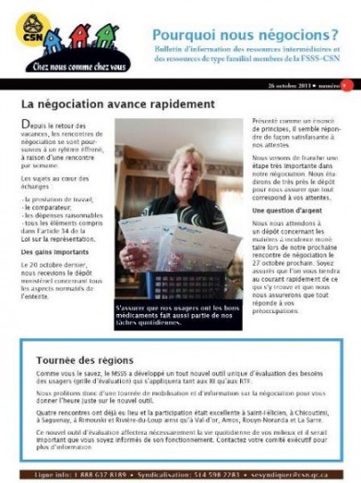 Bulletin d’information des RI-RTF du 26 octobre 2011