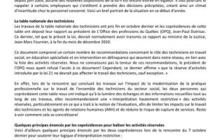Bulletin FSSS sur la modernisation de la pratique professionnelle, janvier 2011