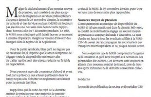 Bulletin Info-Négo no. 34 du secteur préhospitalier