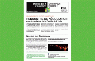 Rencontre de négociation avec le ministère de la Famille, le 1er juin