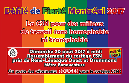 La CSN sera présente au défilé de Fierté Montréal