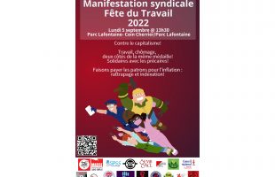 Manifestation fête du travail: 5 septembre, 13h30, Parc Lafontaine