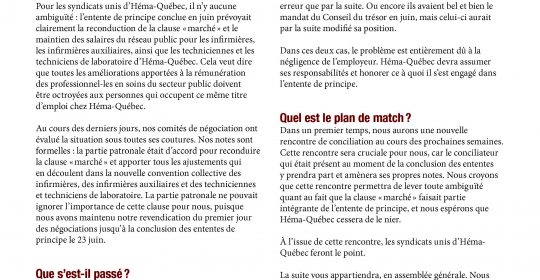 Héma-Québec: Info-négo du 18 octobre 2022