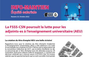 La FSSS-CSN poursuit la lutte pour les  adjoints-es à l’enseignement universitaire