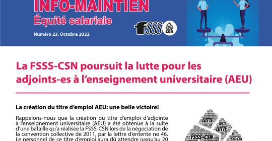 La FSSS-CSN poursuit la lutte pour les  adjoints-es à l’enseignement universitaire