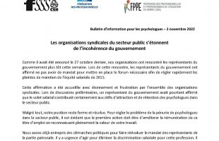 Équité pour les psychologues: Les organisations syndicales du secteur public s’étonnent de l’incohérence du gouvernement