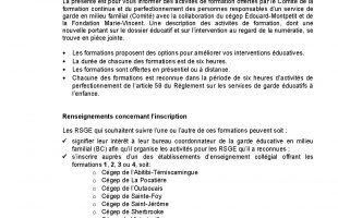 Formations offertes aux RSGE dès cet hiver