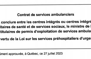 Contrat de services ambulanciers 2023-2026