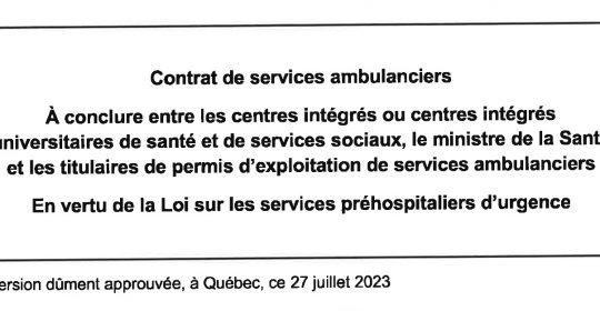 Contrat de services ambulanciers 2023-2026
