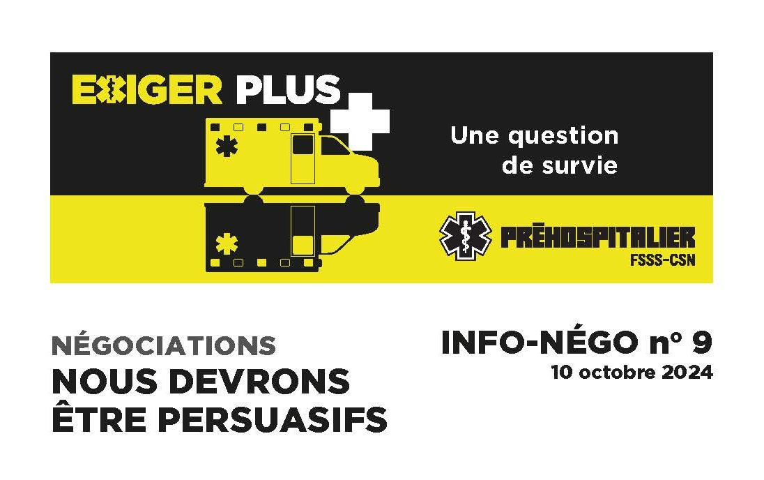 Préhospitalier: INFO-NÉGO no 9