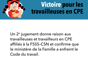 Victoire juridique pour les travailleuses et travailleurs en CPE de la FSSS–CSN