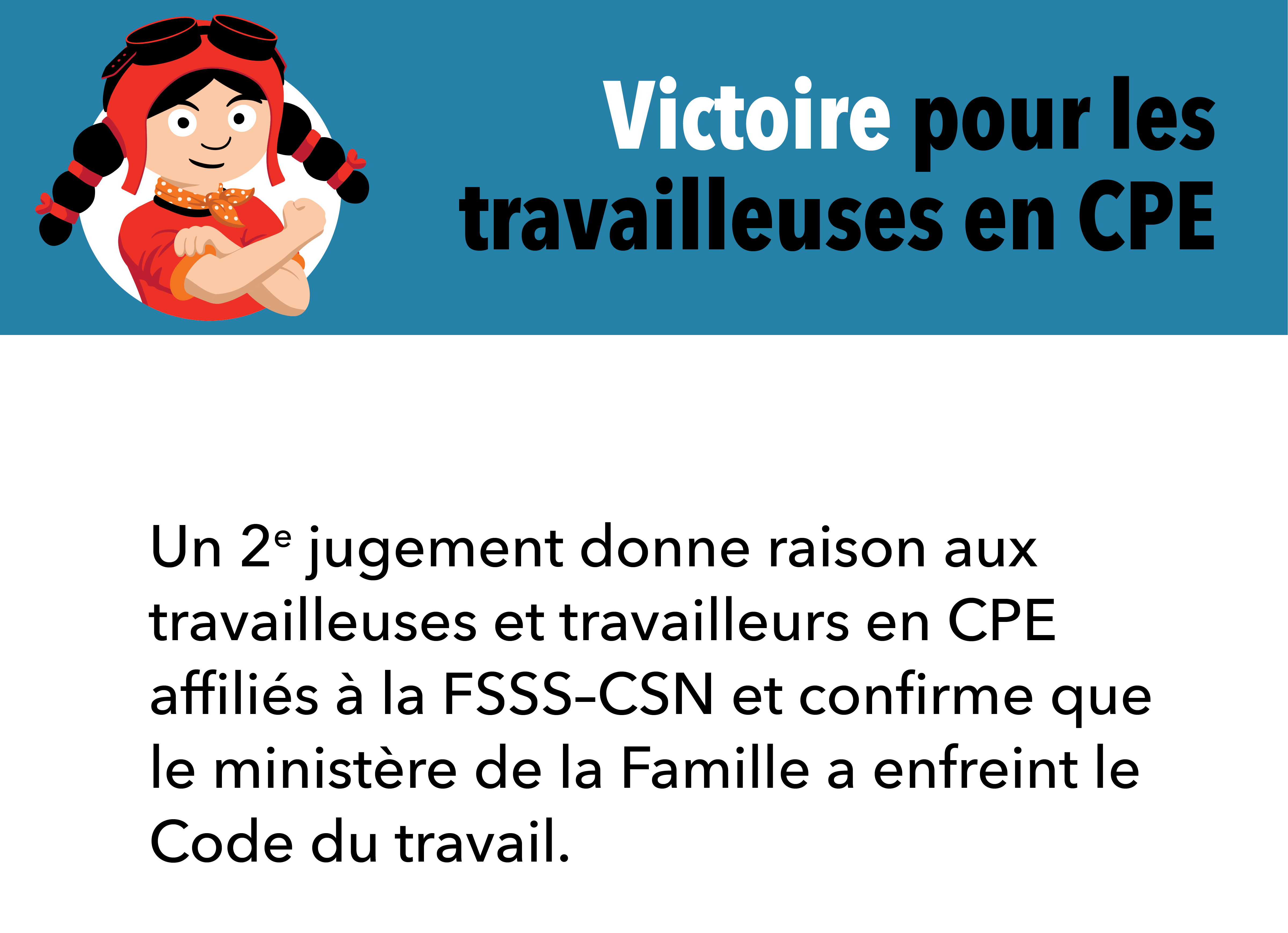 Victoire juridique pour les travailleuses et travailleurs en CPE de la FSSS–CSN